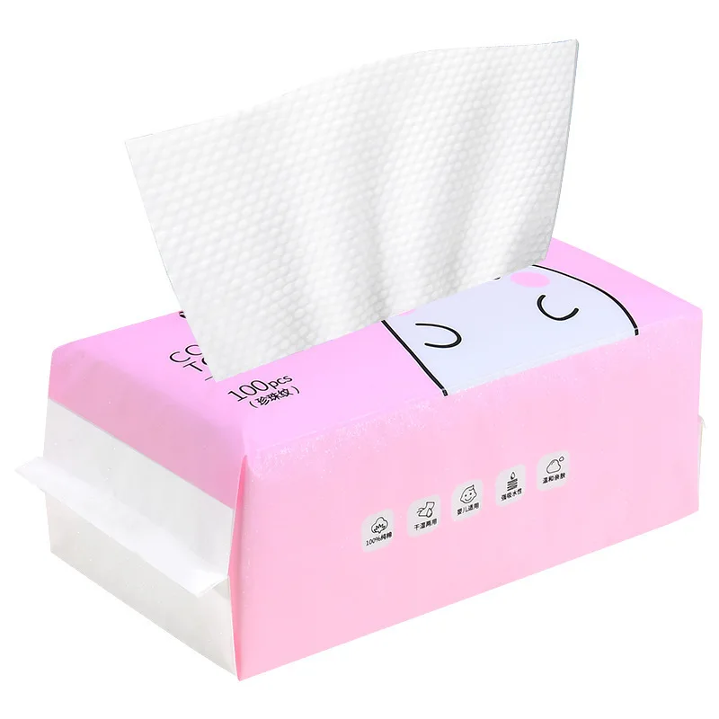 

100PCS Disposable Face Towel Soft Thick Cotton Facial Cleansing Tissue Wet Dry Wipes Makeup Remover Tissue Skincare