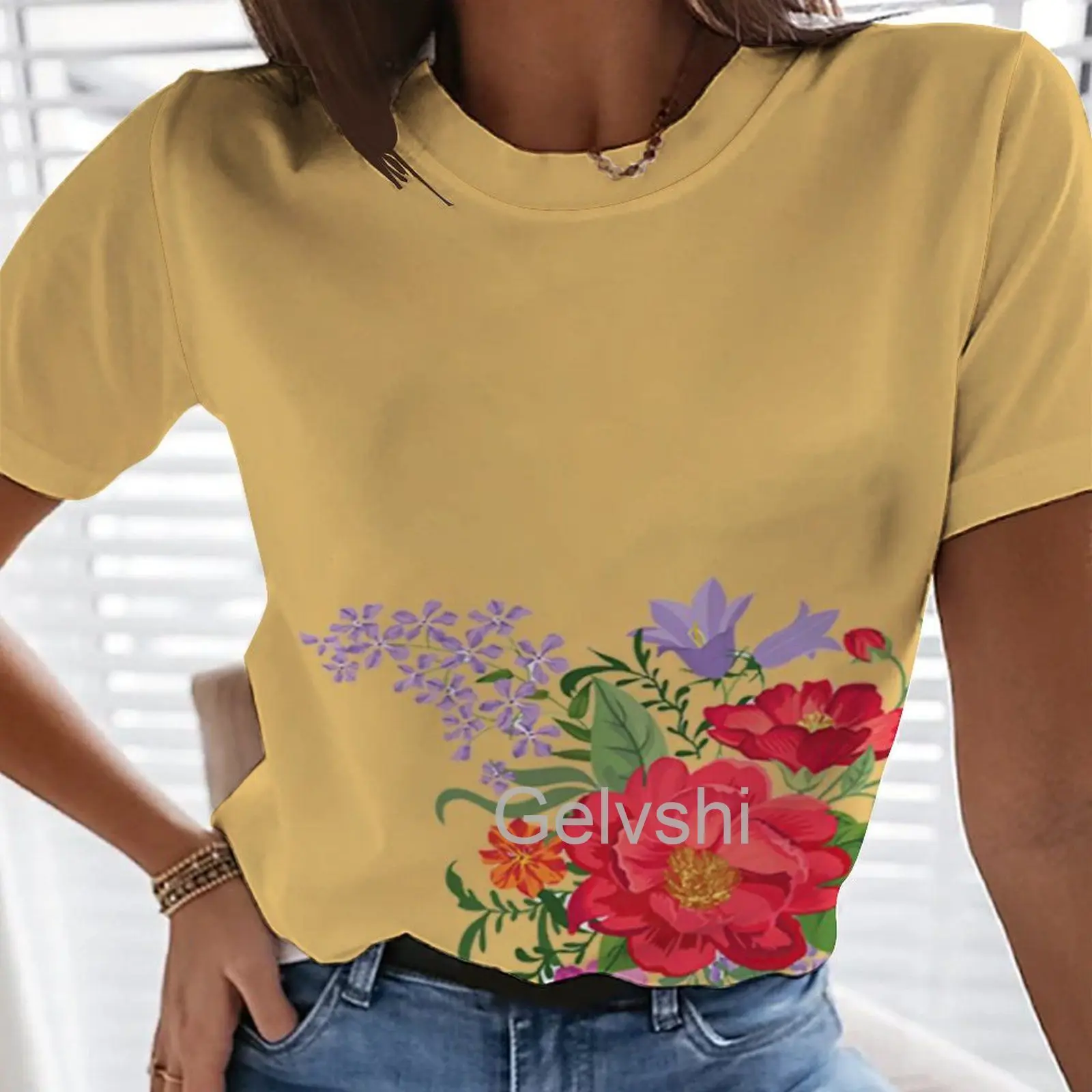 

Hot Flowers T-shirts Floral 3d Printed T Shirt Women's Short-sleeve Round Neck Streetshirts Aesthetic Ovrtsized y2k Streetshirts
