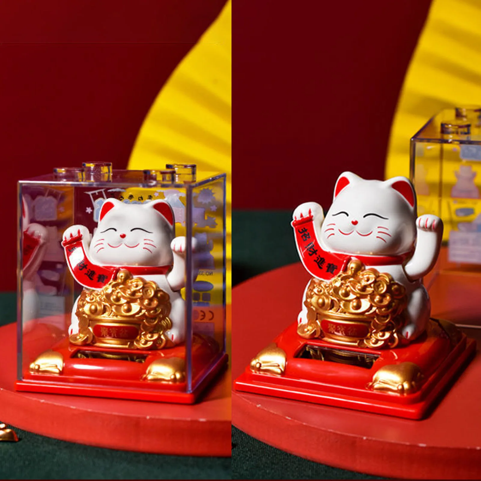 

Solar Energy Waving Lucky Cat Ornaments Figurines Waving Hand Paw-up Bring Fortune Maneki Neko shop Crafts Decor