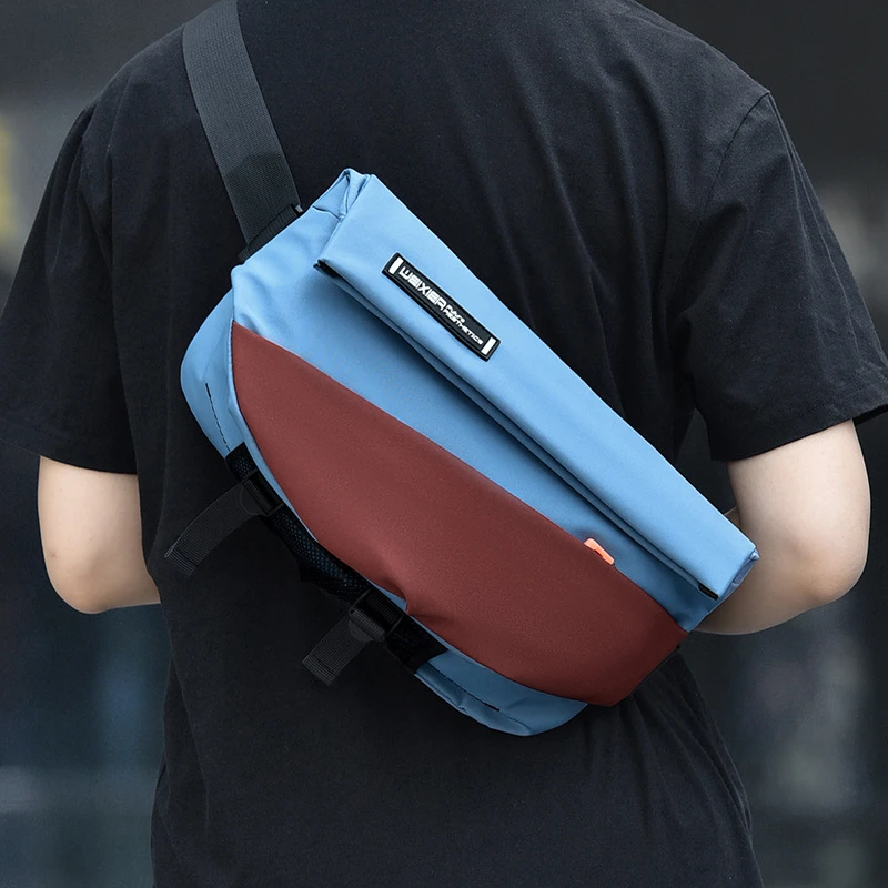 

Men's Fashion Color Matching Chest Bag Boy Waterproof Large Capacity Wear-Resistant Backpack One Shoulder Slant Bag For Male 1PC