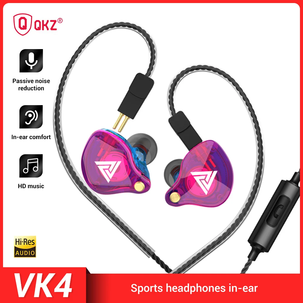 

QKZ VK4 In Ear Earphone 3.5mm Wired Earbuds Sport HIFI Bass Noise Cancelling Headset Detachable Cable Earphone Colorful
