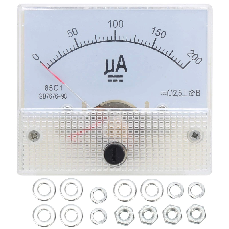 

85C1 DC0-200UA Pointer Type DC Ammeter Microampere High Precision DC Meter 85C1 Installation Type Measuring Instrument