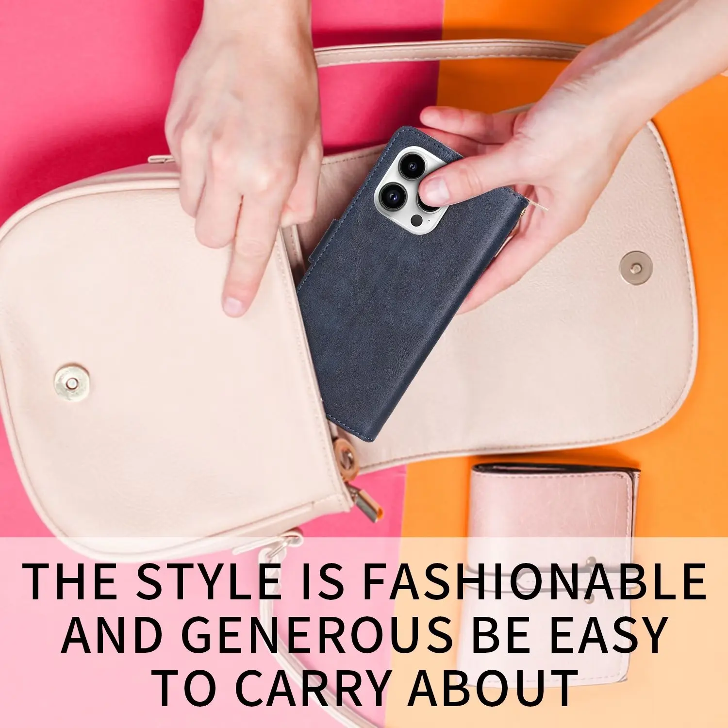 Противоударный чехол-бумажник с 9 отделениями для карт и молнией Iphone 14 plus 13 12 mini 11