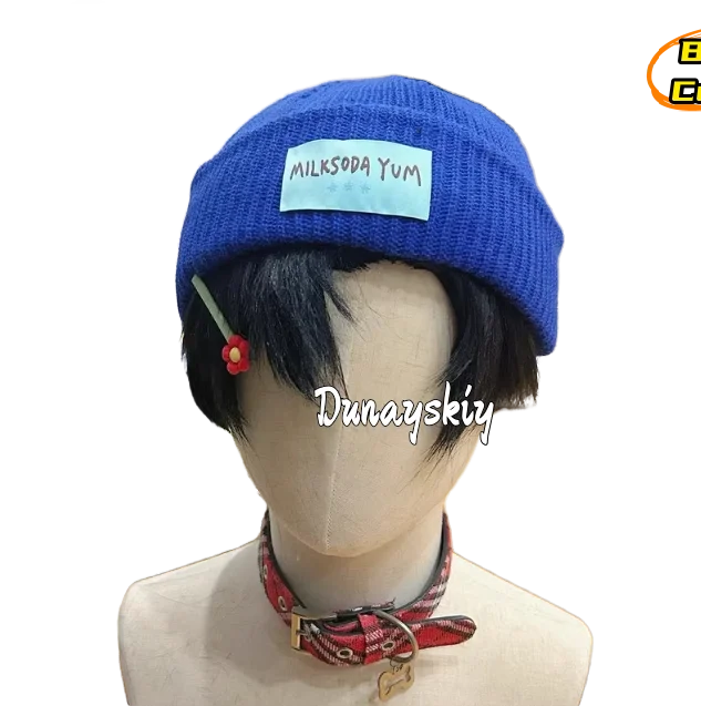 Alien Stage Anime Cosplay Ivan Hat Parts Prop Blue Knitted Warm Cap Letter Unisex Roleplay Customized