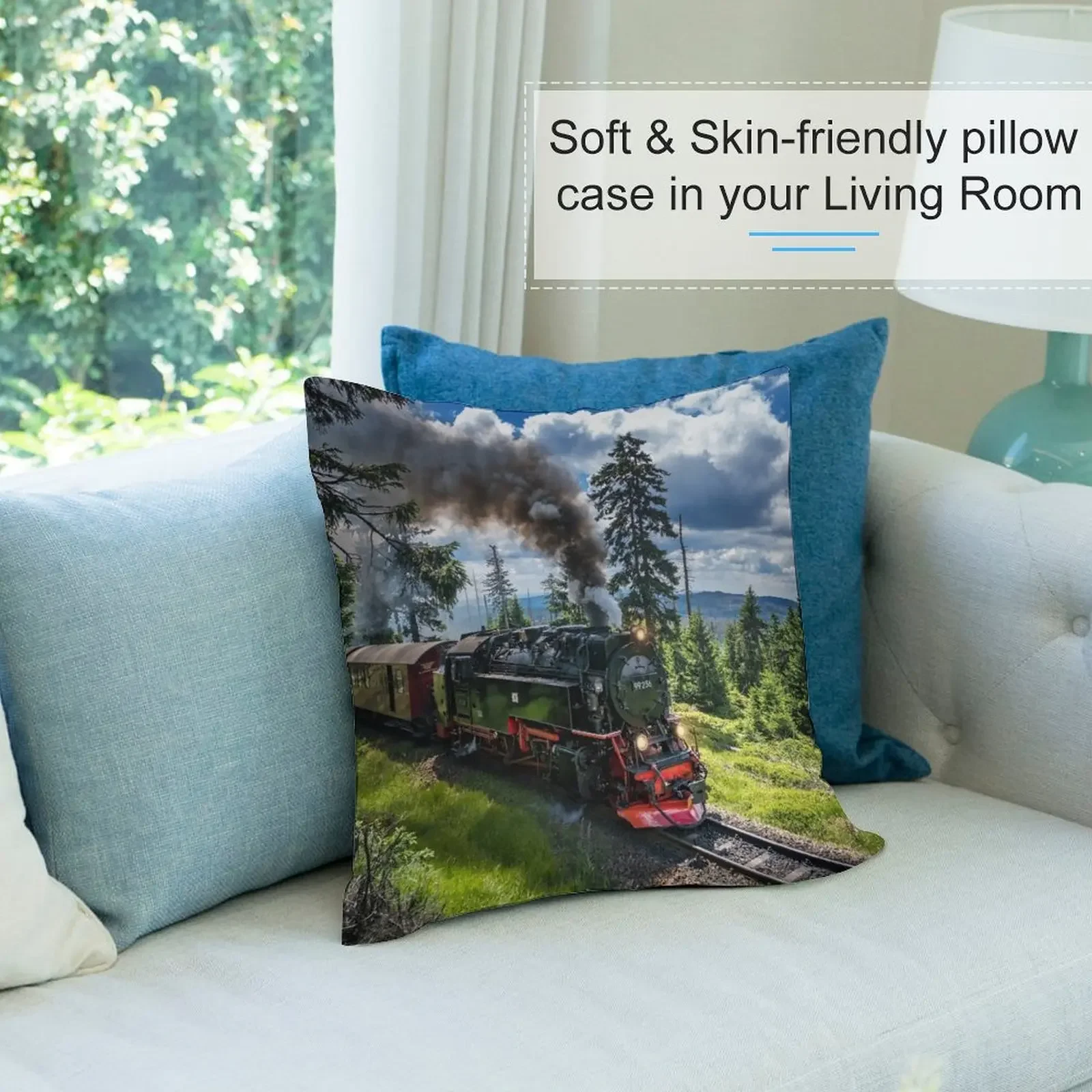Паровоз - Harz узкие железные дороги (Германия) Декоративная подушка Плед Диванная