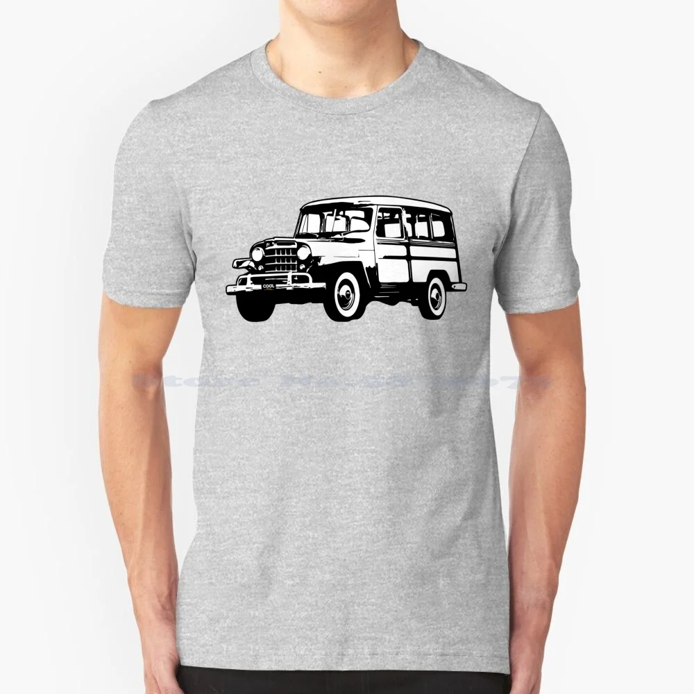 Vintage Station Wagon T Shirt 100% Cotton Tee Willys Overland Willys Station Wagon Offroad Off Road 4X4 Vintage American Truck
