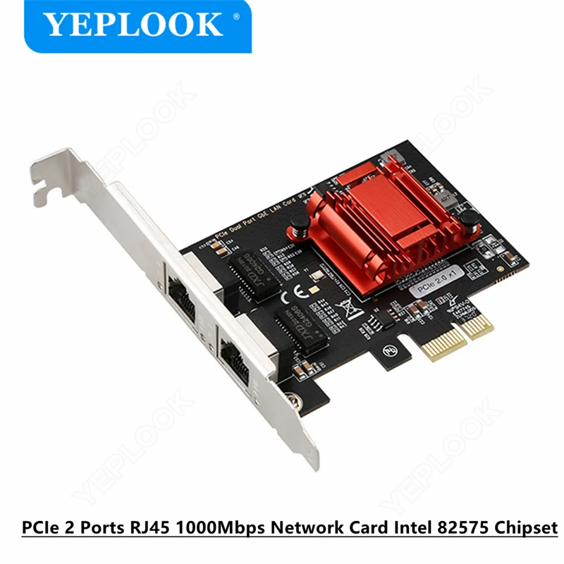 

PCIe x1 Dual RJ45 10/100/1000Mbps Gigabit Network Card Wired Ethernet Lan Adapter Chipset Intel 82575/82576 for Desktop Server
