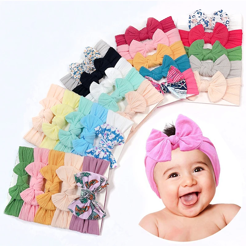 

5Pcs/Set Newborn Wide Turban Hairbands High Elastic Nylon Hair Bands Newborn Headwrap Cute Infant Kids Hair Accessories