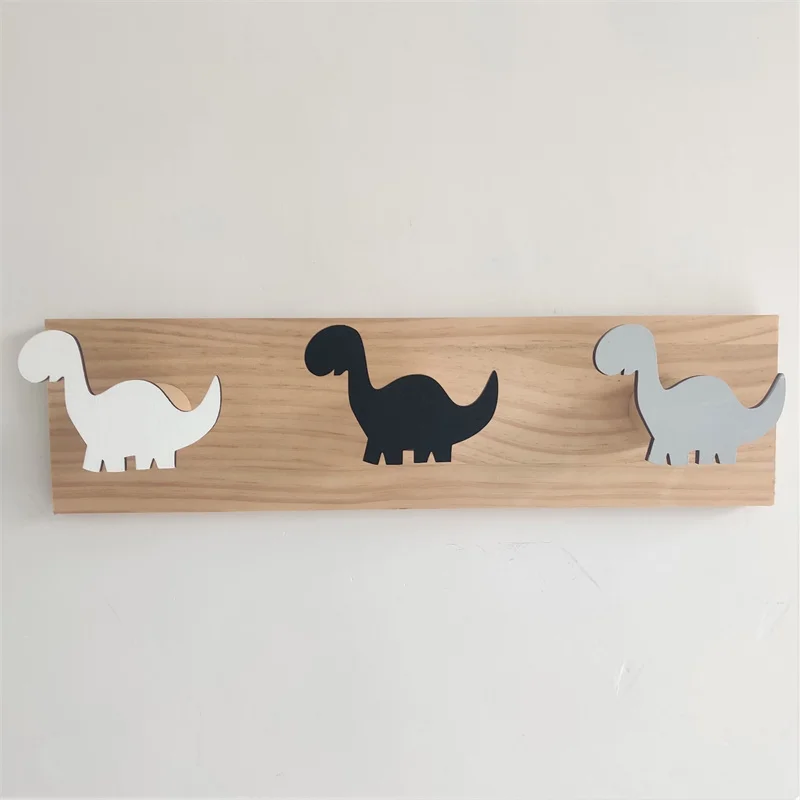 

Nordic Dinosaur Row Hook Cartoon Wooden Wall Hooks Children Room Key Holder Clothes Hanger Minimalist Home Organizers Coat Racks