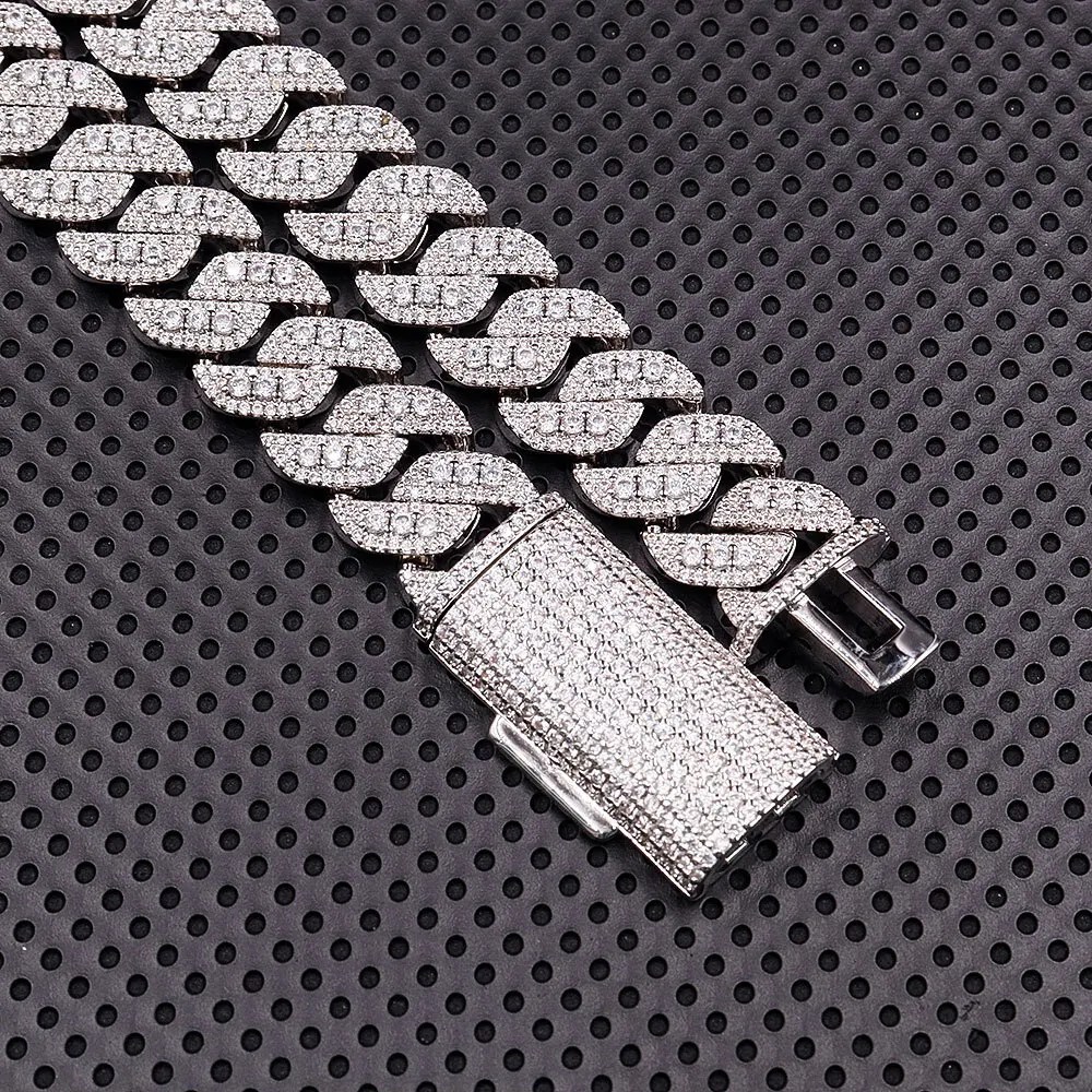 Fine Personality Hip Hop Jewelry 13mm Luxury fancy Necklace Sterling Silver VVS Moissanite Miami style Cuban Link Chain