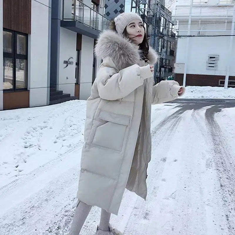

Down Jacket Women Big Fur Hoody Wome Padded Jacket Winter Clothes Women Warm Winter Long Coats