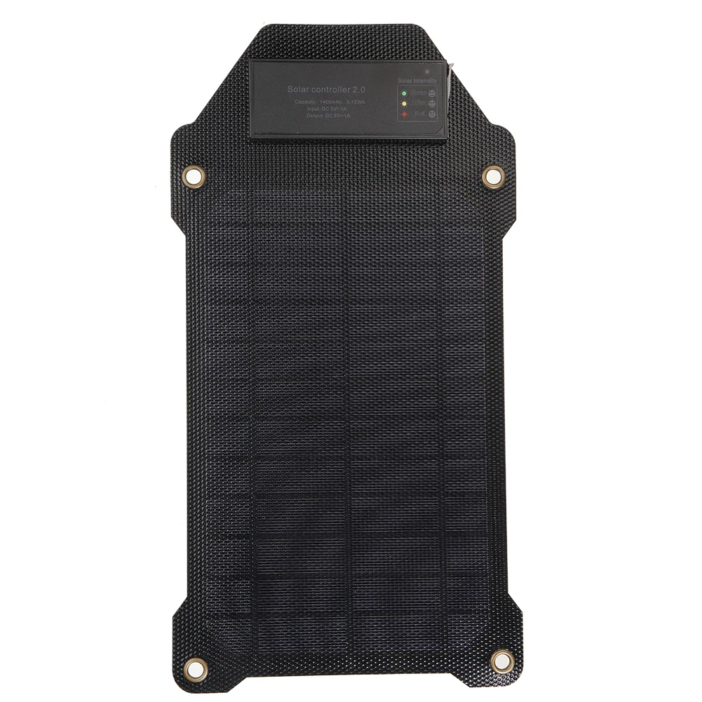 

5V 10W Solar Panel Charger Waterproof Monocrystalline Silicon Solar Panel Kit with 2 Carabiner Outdoor Power Bank for Traveling