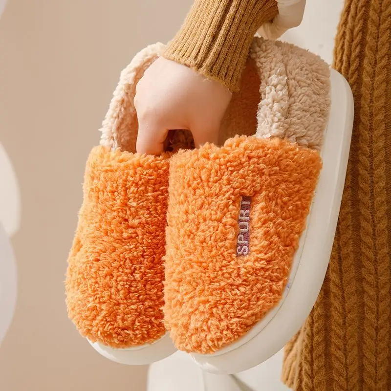 

Winter Home Slippers Women 2023 New Soft Sole Warm Cotton Padded Shoes Woman Indoor Casual Thicken Plush Walking Shoes Slides