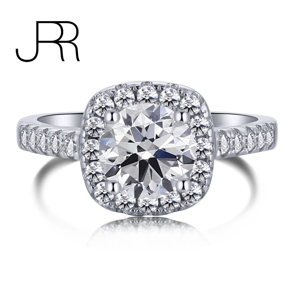 JRR элегантное блестящее стерлинговое серебро муассанит обручальное кольцо для