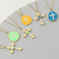 bohemia cross stainless steel clavicle necklaces for women personality dripping oil party wedding choker necklace jewelry gifts