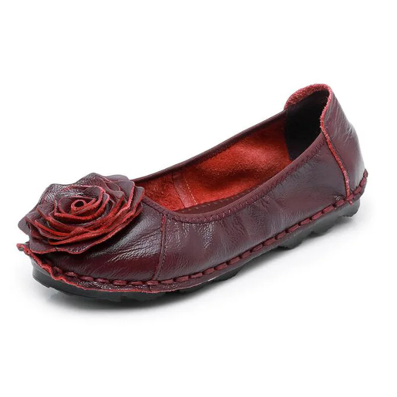 Spring Autumn Handmade Gravida Flats 2022 New Style Flower Genuine Leather Shoes Female Ballet Flats Casual Shoes Woman Loafers