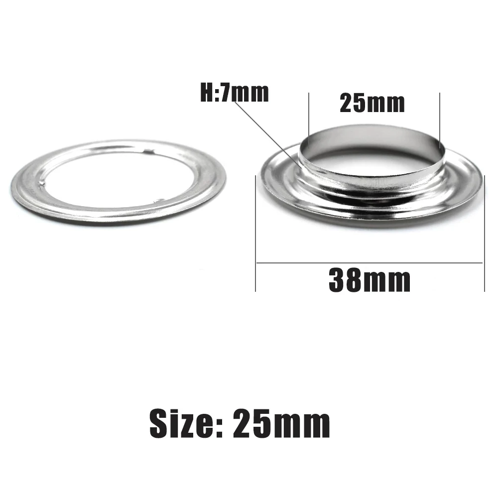 

(100 Sets) Inner 25 mm Metal Eyelets Tent Rope Hole Clothing & Accessories Buttons Ring Rivet Snaps Shed Cloth Vent Buckle