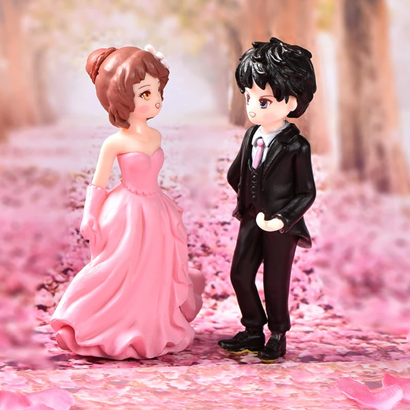 

2pcs Proposal Couple Micro-landscape Cake Proposal Wedding Dress Desktop 1set(1boy+1girl) Home Decoration