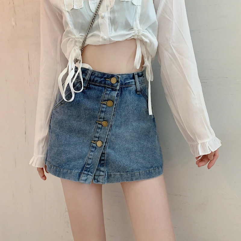 Jean Shorts Women Korean Fashion Women Clothing High Waisted Shorts Button Womens Shorts Skirt Sexy Girl Jeans 5XL Black Shorts