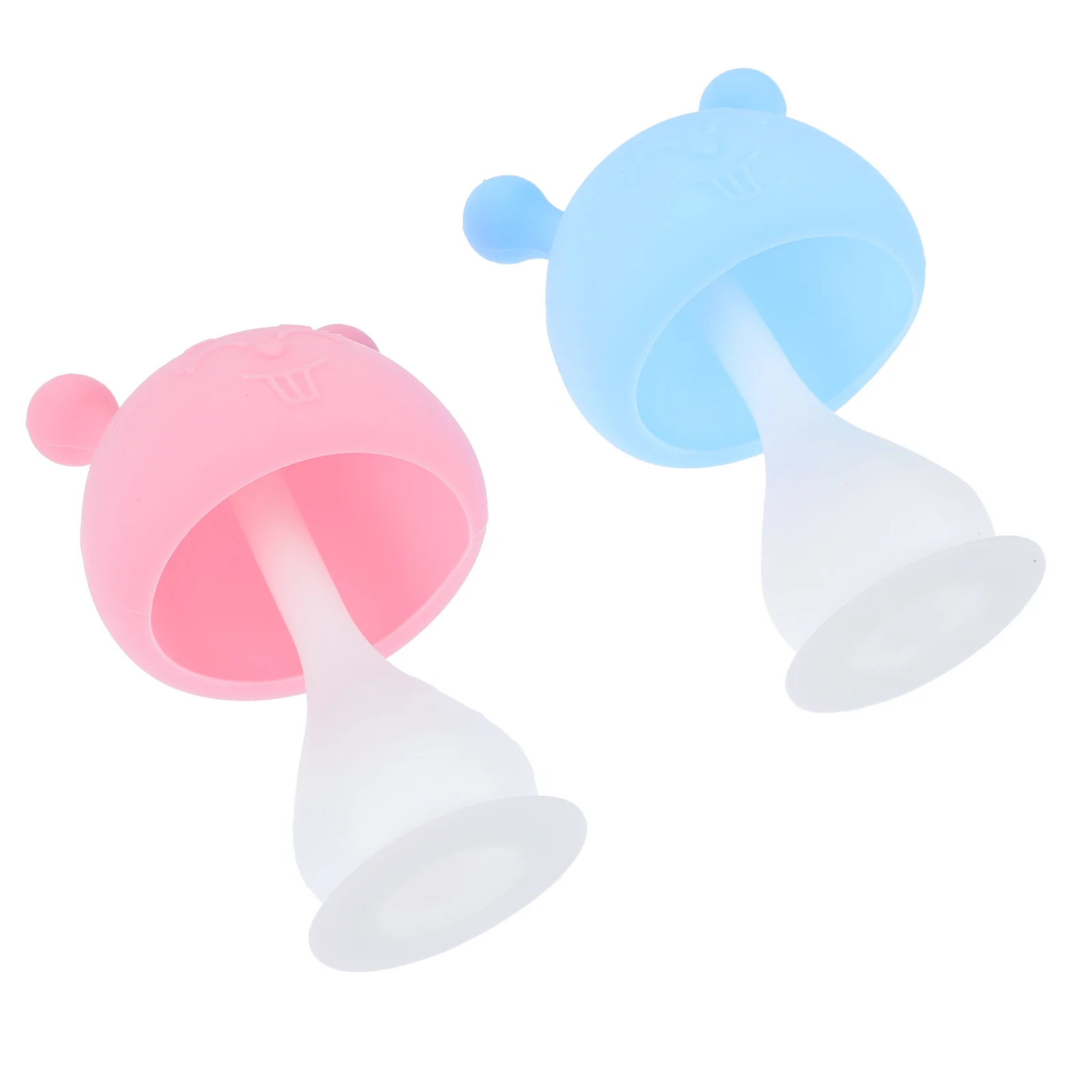 

2Pcs Toys Suction Silicone Teething Toys Mushroom Shaped Silicone Pacifier Chew Soothing for Toddler Infant