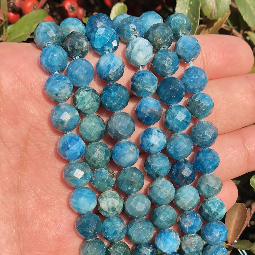 Натуральный голубой Апатит Бусины из драгоценного камня 8 мм граненые бусины для