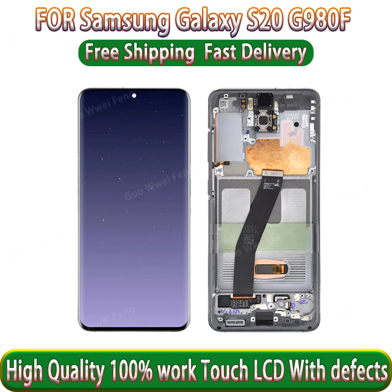 С рамкой S20 Super AMOLED для 6 2-дюймового Samsung Galaxy G980 G980U G980F ЖК-экран с сенсорным экраном