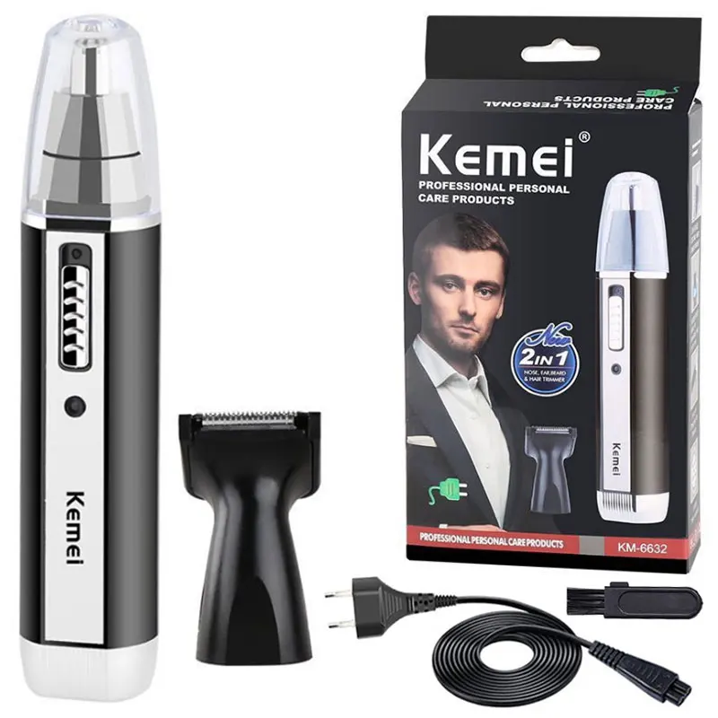 

Мощный мотор Kemei 6632, микро триммер для носа, ушей, бровей для мужчин, электрический триммер для бороды, перезаряжаемый триммер для волос с зар...