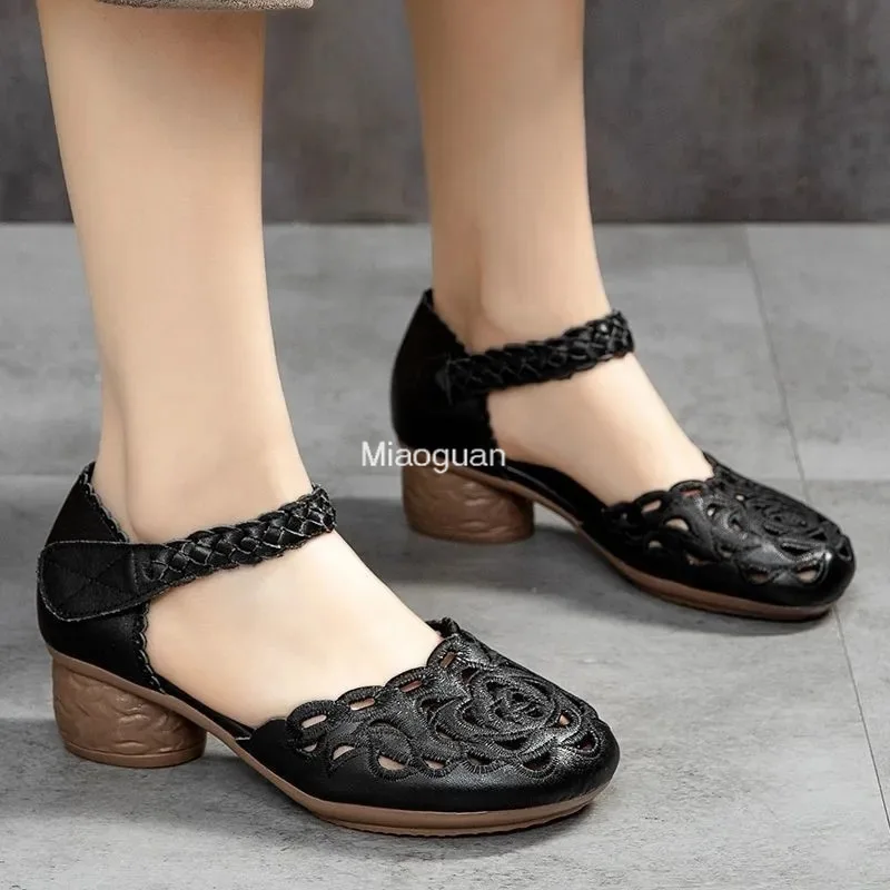 Сандалии-гладиаторы женские на высоком каблуке 5 см классические босоножки с