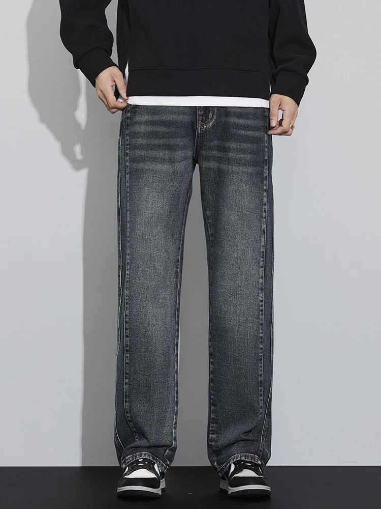 Джинсы мужские прямые повседневные модная индивидуализированная одежда в