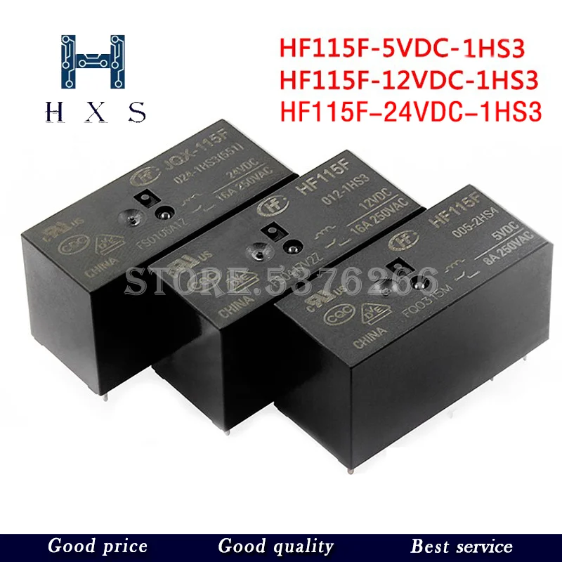 2 шт., Φ 6PIN 16A HF115F 5V 12V 24V Relay