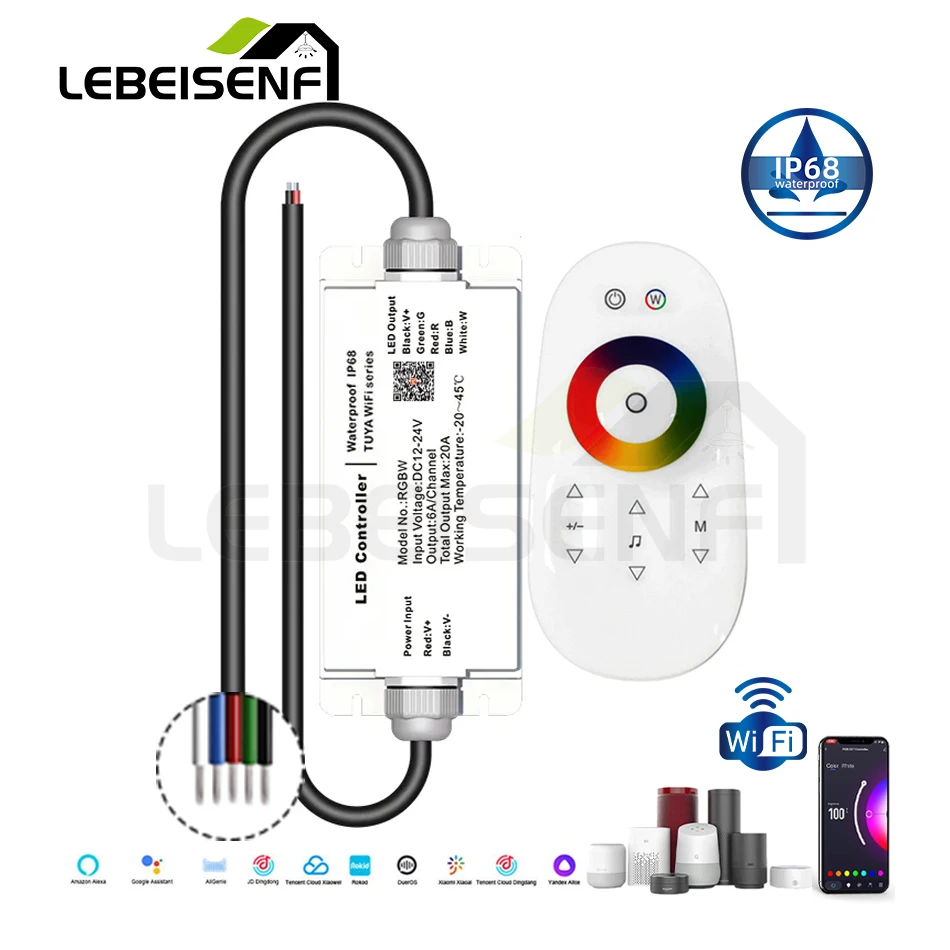 

Умный светодиодный контроллер Tuya, IP68, Wi-Fi, 12 В, 24 В, 20 А