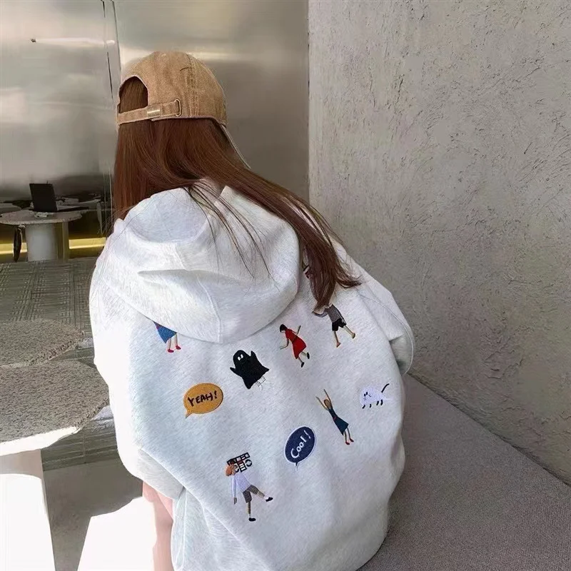 

ADER error Cartoon Characters Embroidered Hooded Sweater the Back Han Tide Brand Oversized Hoodie Sweater for Men Womens Couples
