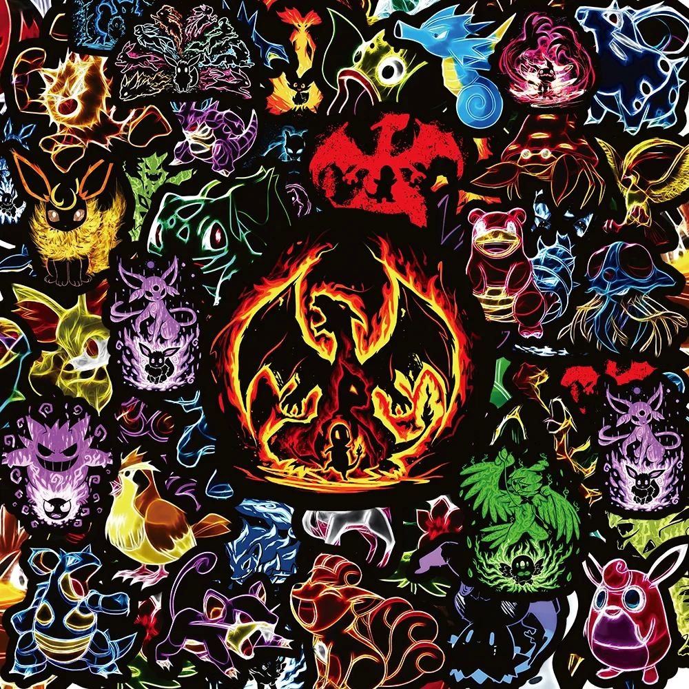 Неоновые наклейки с покемонами Пикачу, 10/30/50/100 шт | AliExpress