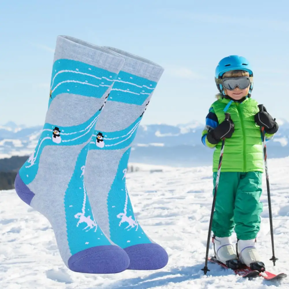 

1 Pair Sturdy Xmas Ski Socks Non Slip Christmas Snow Socks Non-Slip Cuff Soft Thick Kids Boot Ski Socks Keep Warm