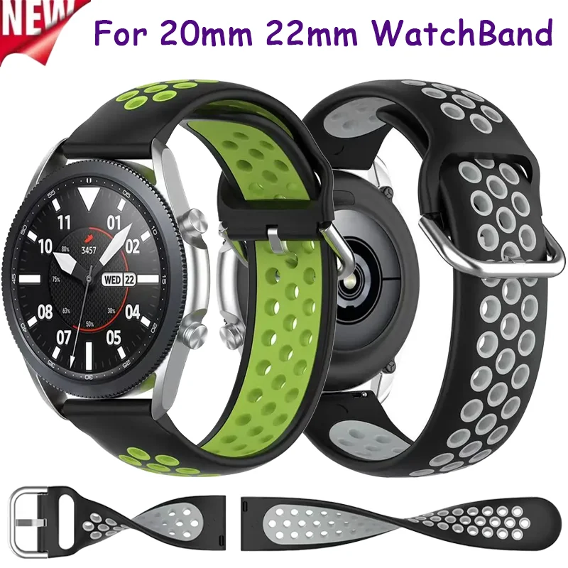 Фото Силиконовый ремешок 20/22 мм для Huawei Watch 5 GT 4/5/5 Pro 46 мм, сменный браслет Samsung watch 7 6 5 4 44/40 мм, ремешок Amazfit active 2 №1
