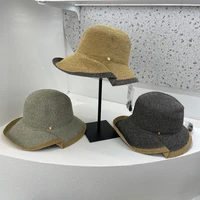 vintage star style bucket hats black grey khaki sun protection caps street fashion straw hat foldable 55 58cm spring summer
