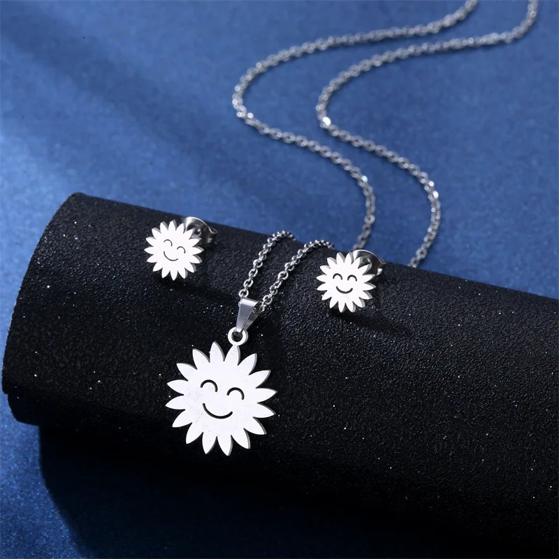 Простое Ожерелье из нержавеющей стали с растениями серьги ювелирные изделия