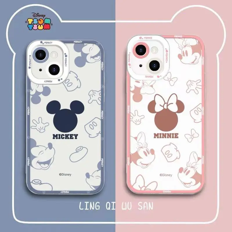 

Disney Cute Cartoon for IPhone13 Apple 12Pro Mini Phone Case 14 Promax Plus Transparent Xr Female X Full Pack 11 Silicone Xsmax