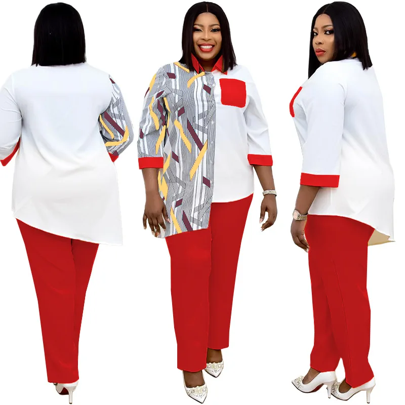 Новый Африканский модный костюм 4 цвета (рубашка и брюки) рубашка с рукавом