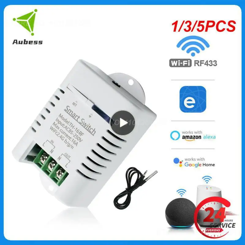 

1/3/5PCS eWelinkAPP -16 Smart Wifi Switch 16A/3000W Monitoring Temperature Sensor RF433 remote Control Compatible with Alexa