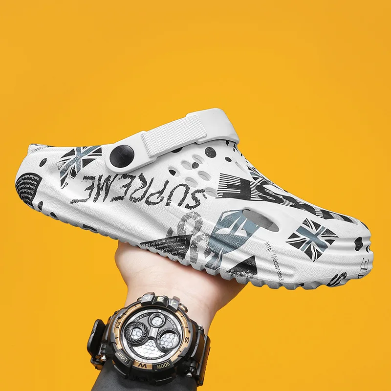 

크록록퍼 퍼 Men летние шлепанцы EVA Дышащие легкие мужские туфли для улицы на толстой подошве Нескользящие сандалии ски