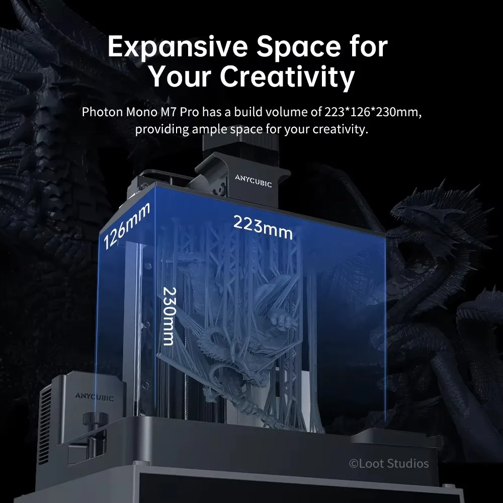 Фото ANYCUBIC Photon Mono M7 Pro 14K Высокоскоростной LCD 3D-принтер для фотополимерной смолы с автоматической подачей, УФ-печать, для ювелирных изделий и моделей №4