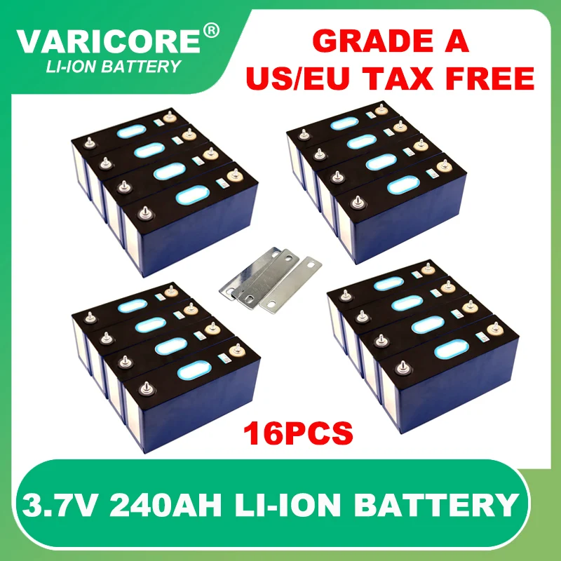 16pcs 3.7v 240Ah Lithium battery Power Cell for 12v 24v 36v travel caravan Electric vehicle Off-grid Solar Wind Grade A Tax Free