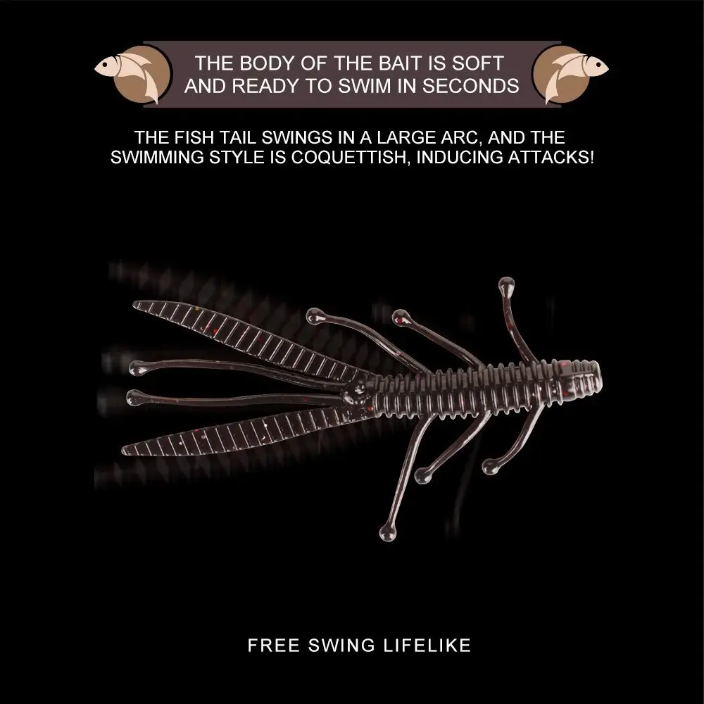 

30PCS PVC Fishing Lures Rockfishing Silicone Soft Biting Shrimp 5 Colors Gambita Lure Fishing