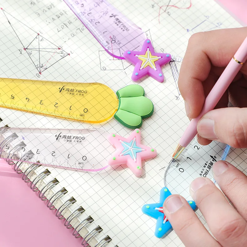 

1pc Cute Carrot Star Straight Ruler Sword Cartoon Drawing Gift Office School Kitten Plastic Ruler School Supplies Stationery