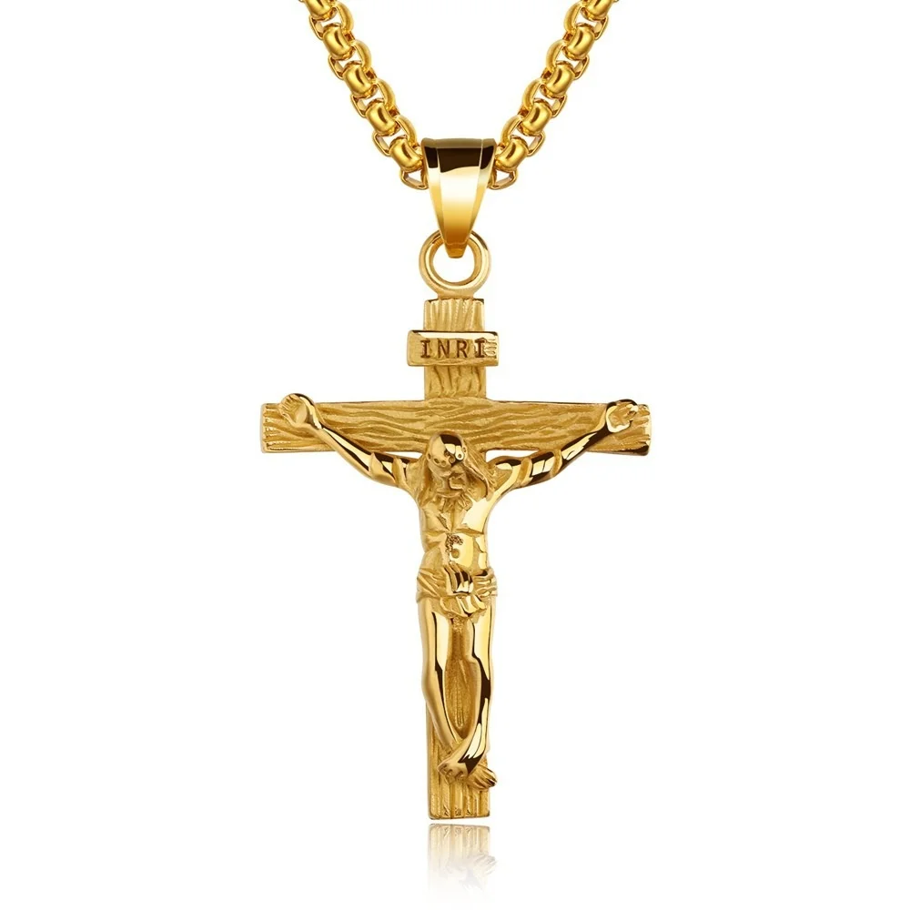 

Mens Jewellery Vintage Bible Jesus Cross Stainless Steel Pendants Necklaces Byzantine Long Chain Necklace For Men Collar Hombre