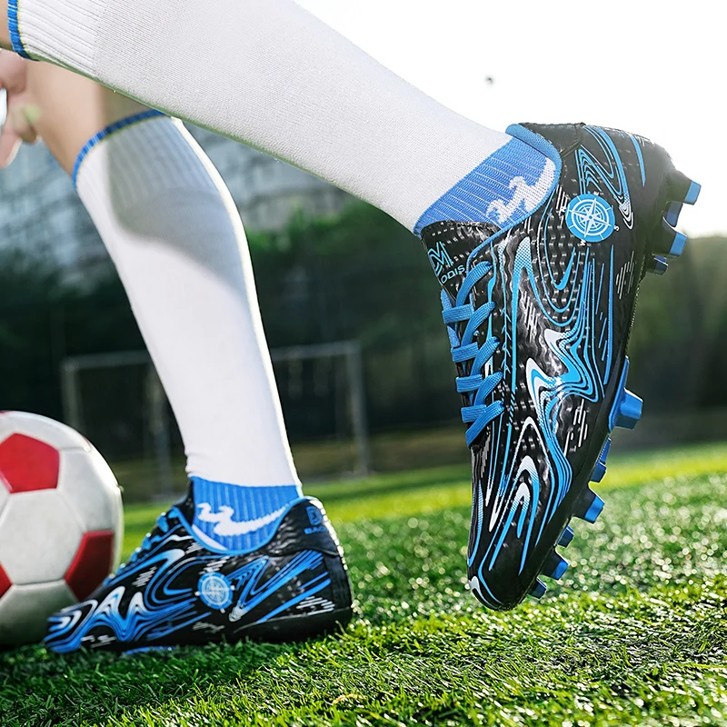 New Men's Grass Outdoor Soccer Shoes Children's High Ankle Women's Soccer Shoes Cleats Training Game Sneakers