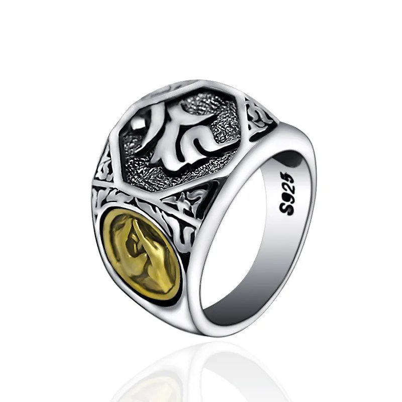 

Buddhism Sanskrit Character Punk Rings Stainless Steel Vintage For Motorcycle Biker Man Gothic Rock Mens Animal Finger Ring OL10
