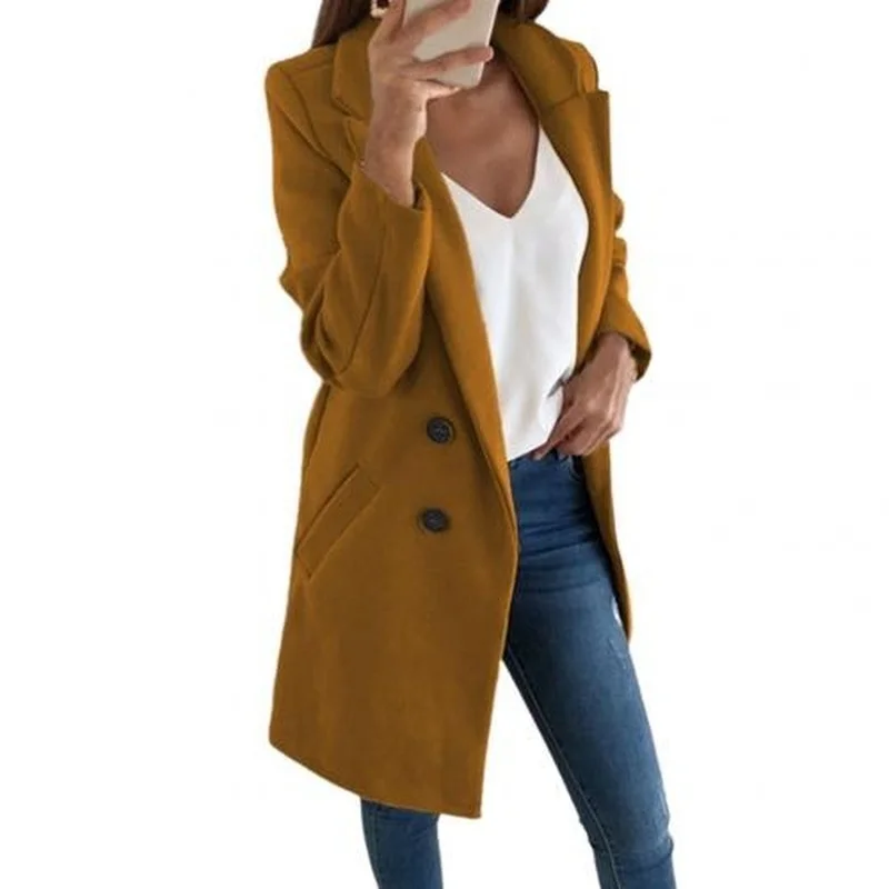 

Women Woollen Blends Overcoats 2021 Autumn Winter Long Sleeve Casual Oversize Outwear Jackets Coat Plus Size5XL Coats for Women