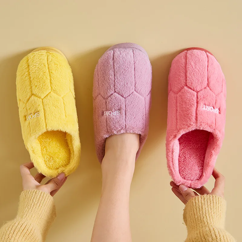 

Honeycomb Warm Slippers Unisex Women's Winter Plush Faux Fur Couples Home Indoor Floor Soft Soles Cotton Spring Autumn Slides